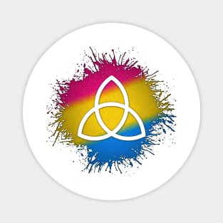 Paint Splatter Pansexual Pride Flag Triquetra Symbol Magnet